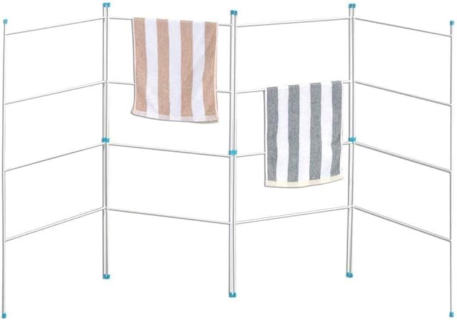 TRTO 4 Fold Airer Clothes Gate Indoor Outdoor Horse Rack Laundry Rail Dryer Washing