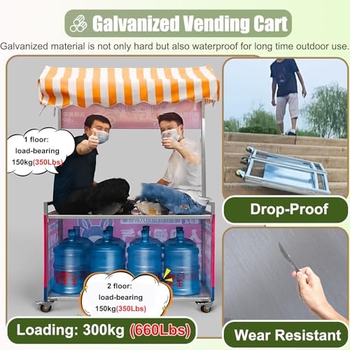 Carro de venta plegable, portátil y ligero para helados, perros calientes, dulces, postres y juguetes, ideal para mercados y eventos de agricultores