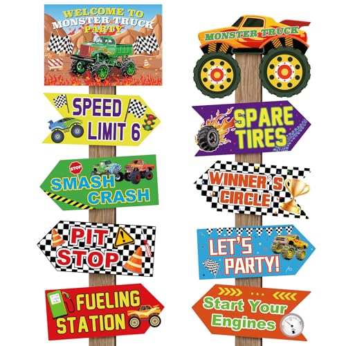 Image of Hooqict 20 Pieces Truck Party Decorations Signs Welcome To Truck Birthday Party Supplies Classroom Wall Door Porch Yard Sign Car Backdrop