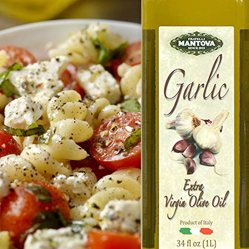 Mantova Garlic Extra Virgin Olive Oil (Evoo), Cold-Pressed, Imported From Italy. Topping For Salad, Vegetables, Pasta Salad. Perfect For Dipping Italian Bread Or Pan Frying. (2-Pack) #TOP3