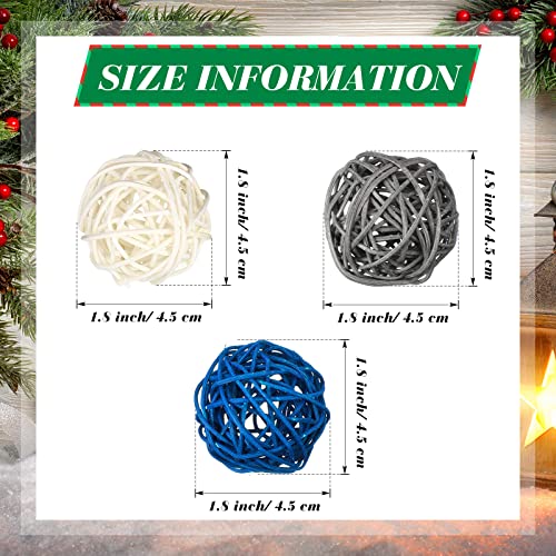 30 Pieces Decorative Balls For Bowl Centerpiece Wicker Rattan Balls 1.8 Inch White Gray Blue Balls Decor Vase Filler Orbs Spheres Bowl Fillers Home Decor Coffee Table Decorations For Craft, Party #TOP2