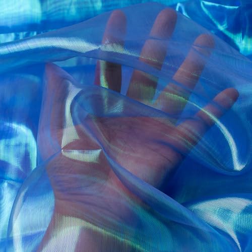 Sheer Organza Fabric Iridescent -3.3 Yard Long,59-Inch Wide - for DIY,Sewing Crafts,Wedding & Party Decorations,Tulle,Gauze,Fabric Decorative Edge,Handicraft Enthusiasts（Royal Blue）