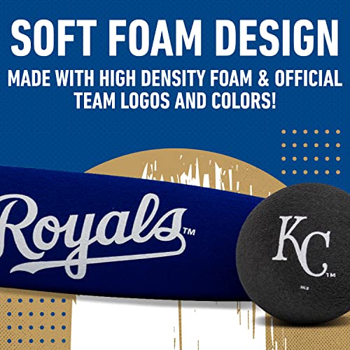 Image of Franklin Sports Kansas City Royals Foam Bat & Ball Set - Soft Jumbo Team Baseball Bat and Ball Team Logo - MLB Official Licensed Product