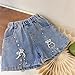 9-10 Years Pearl Bow Girls Jeans Baggy Shorts Elastic Waist Wide Leg Cute Summer Shorty Trendy Fashion Pull On Clothes with Pockets Blue