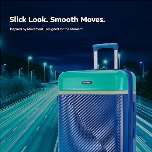 Image of Provogue Linea Hard-Sided PP 65 Cm Trolley Bags for Travel Medium Size | Expandable Luggage Suitcase with 8 Wheels | TSA Lock | 3 Year Warranty (Provogue Blue)