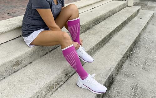 Image of Sigvaris Motion Flow Tech Calf High Compression Socks for Men & Women - Moisture Wicking, Cushioned Sole Support