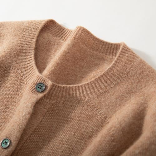 Image of Women's 100% Merino Wool Crew Neck Cardigan Lightweight Sweaters