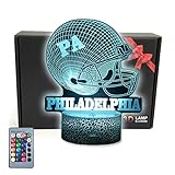 TriPro Football Team Helmet Shape 3D Illusion Bedroom Table Lamp Decor Night Light with 16 Colors &