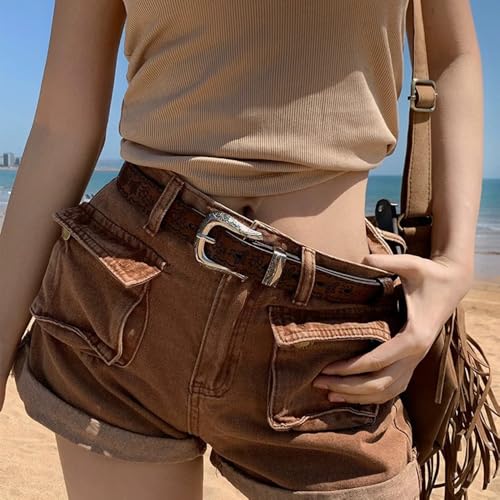 Western Belt for Women Cowgirl Waist Belts with Vintage Carved-Buckle and Tips Ends for Jeans Pants Dresses2