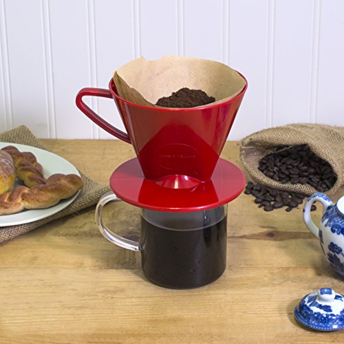 Fino Pour-Over Coffee Brewing Filter Cone, Number 2-Size, Red, Brews 2 To 6-Cups #TOP4