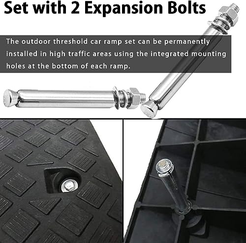 JAHOMFAI Bordsteinrampen, Aus Robustem Kunststoff, 2 Stück Tragbar Rampe Rollstuhl Türschwellenrampe für Auffahrt, Gehweg, Motorrad, Roller, Autos, mit 2 Erweiterungsbolzen(Gelb 27 x 25 x 7cm)