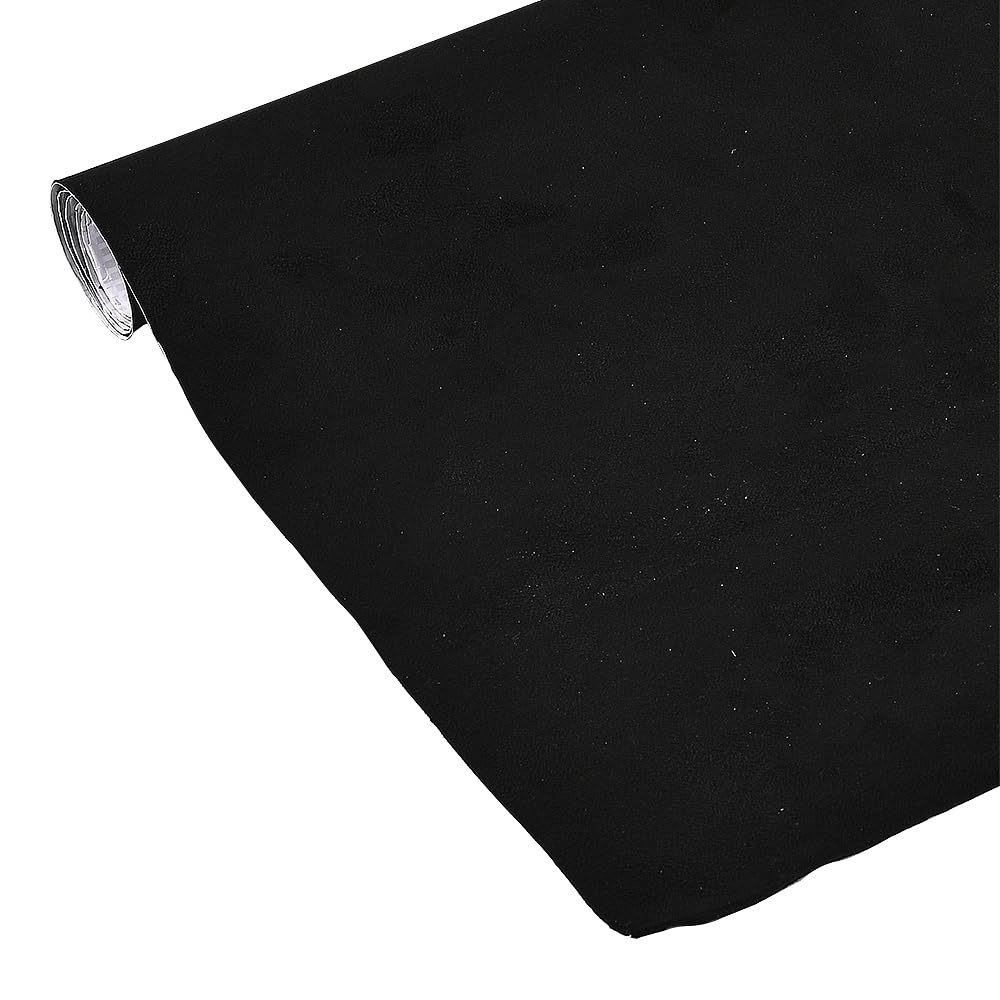 Alvorox Self Adhesive Velvet Fabric, Faux Suede Film Wrap for Cockpit Interior Car Dashboard Furniture Jewelry Drawer DIY Repair (Black 5m x 1.52m)