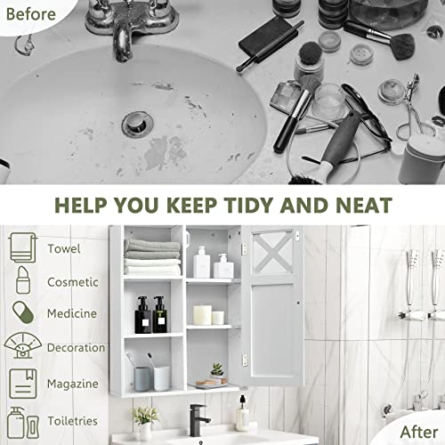 image for Giantex Bathroom Medicine Cabinet, Wall-Mounted Storage Cabinet, Stora