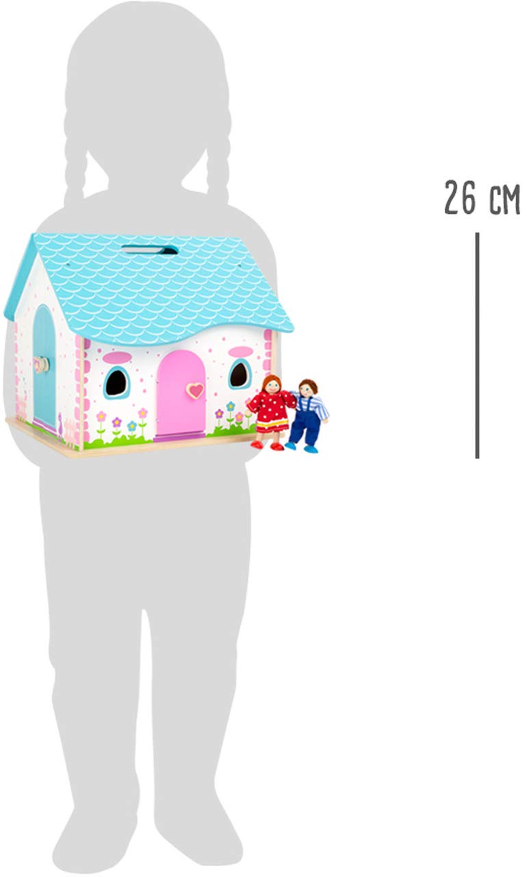 small foot Puppenhaus zum Aufklappen, Rollenspiel für Kinder, aus Holz, inkl. 2 Biegepuppen, ab 3 Jahren. Art-Nr. 10737