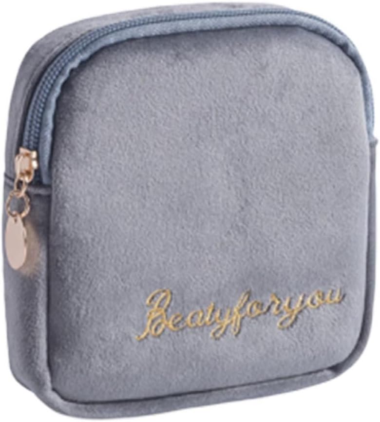 Portable Sanitary Towel Storage Bag for Women, Cotton Multi-functional Small Pouch with Zipper, Large Capacity Coin Purse for Travel and Office Use, Protects Sanitary Towels