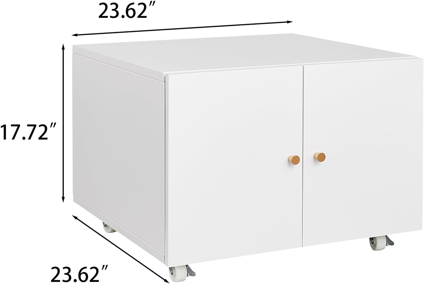 2 Door Mobile File Cabinet, Metal Lateral Filing Cabinet with Shelf and Wheels for Home Office, Mobile Printer Tables Metal Printer Stand with Storage, White