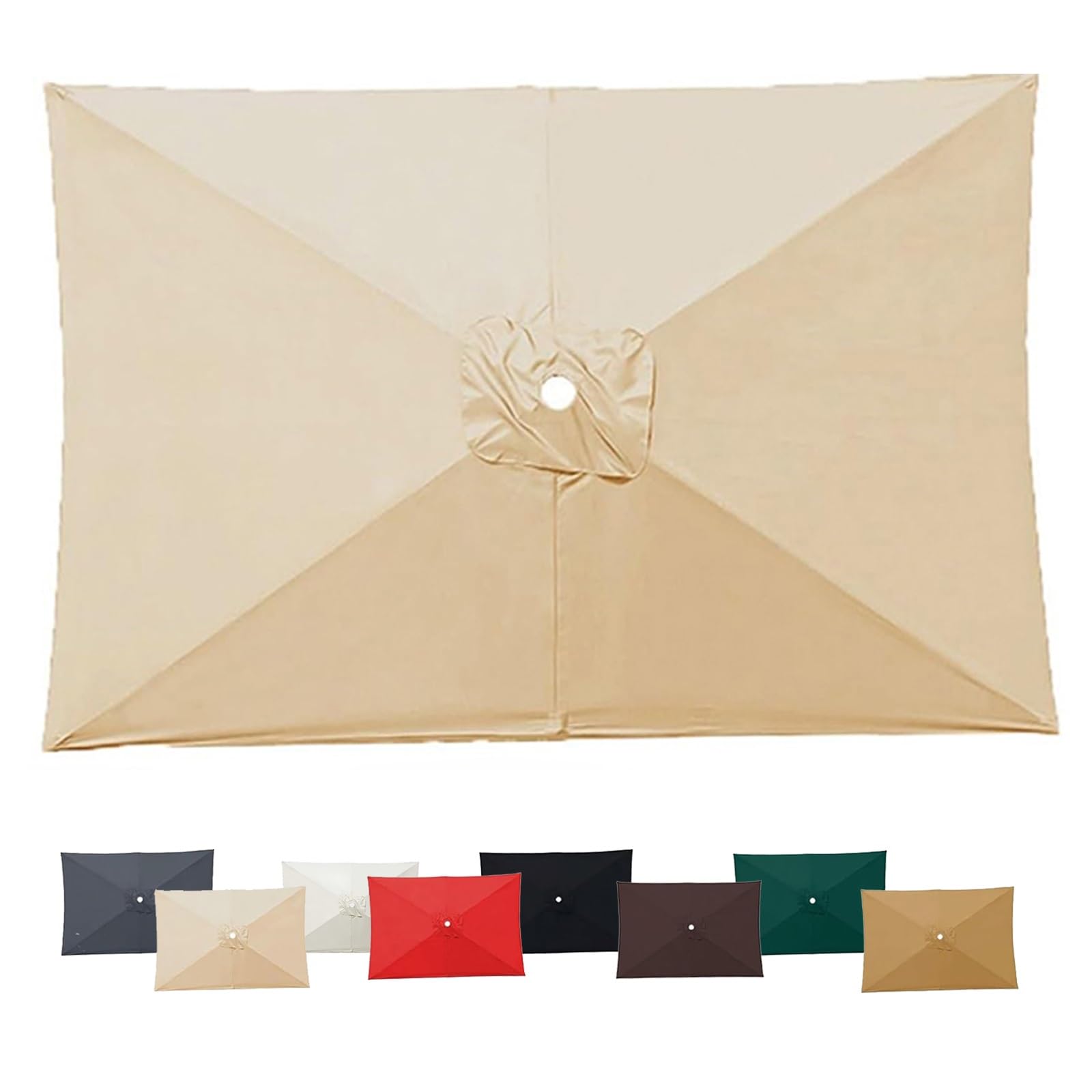Outdoor Patio Umbrella Canopy Replacement 4 6 8 Arms, 3x2m/2x2m/3x3.0m Rectangular Garden Market Table Parasol Canopy Fabric Cover(Beige,2.1x1.40m)