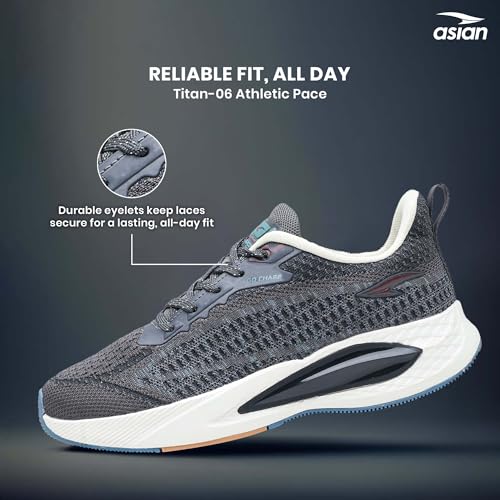 Image of ASIAN Titan-06 Men's Sports Shoes| Lightweight & Breathable Lace-Up Running Shoes | Stylish All-Day Comfort Trainers for Gym, Walking, Casual