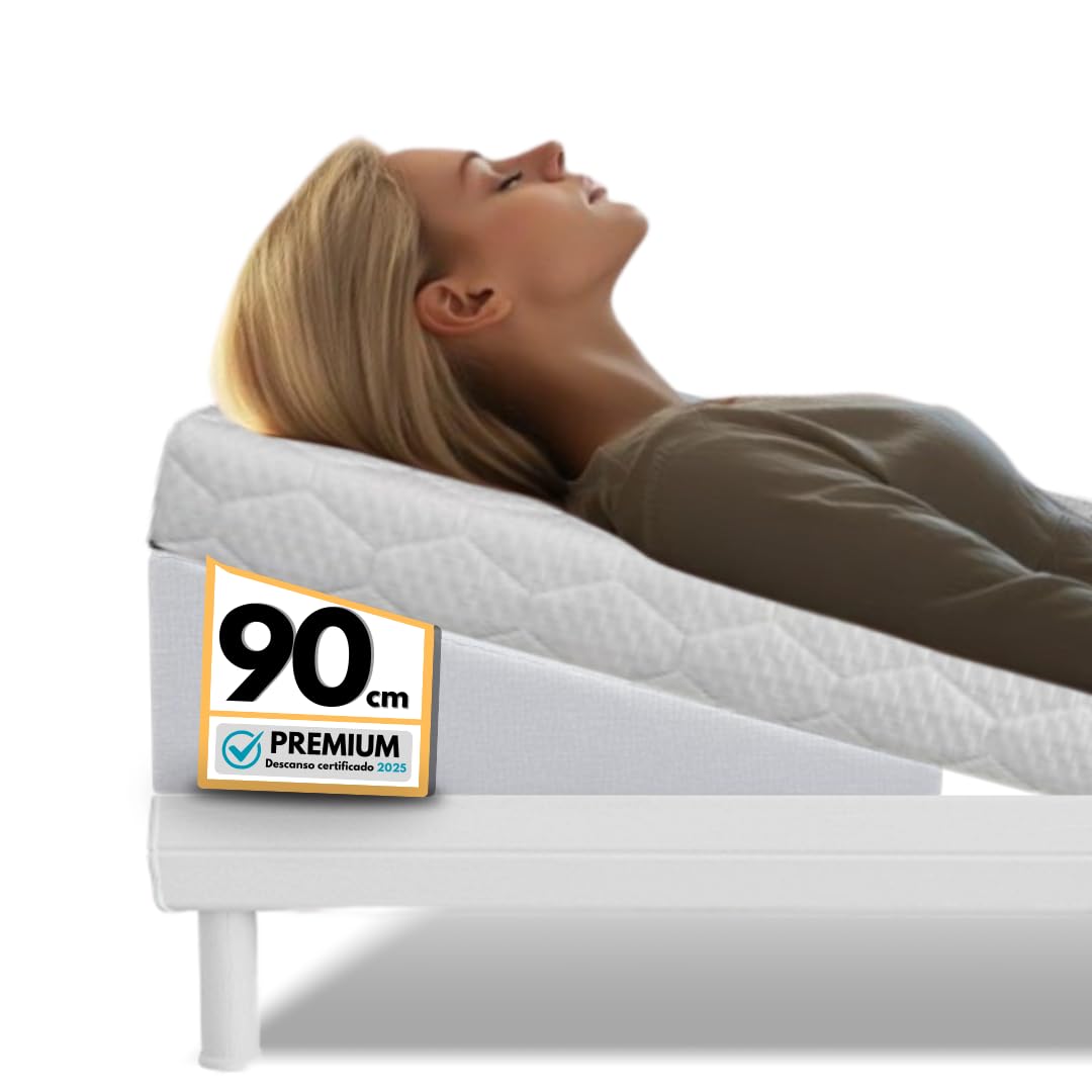 CTD - Cuña antireflujo Adulto Almohada cuña para Cama Espuma Almohada Embarazada Dormir Mejora digestión y sueño (Tejido Tencel Blanco, 90x15x67)