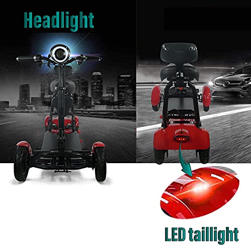 Powered Mobility Scooters for Adults, Folding Electric Scooter with Seat, Long Range Foldable Mobility Scooter for Seniors, 4 Wheel Power Motorized Travel Scooter (Red, Up to 16+ Miles Range) - Thumbnail 2