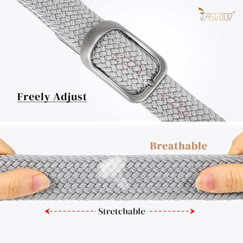 Image of JASGOOD Stretch Belt for Men, Men Women Elastic Woven Braided Belt 1 3 /8 Casual Belt Golf Belt for Jeans Pants