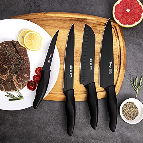 Knife Set, 16 Piece Kitchen Knives Set With Block, High Carbon Stainless Steel For Anti-Rusting Knife Block Sets, Acrylic Stand For Black Chef Knife Steak Knives With Peeler Scissors,Dishwasher Safe #TOP4