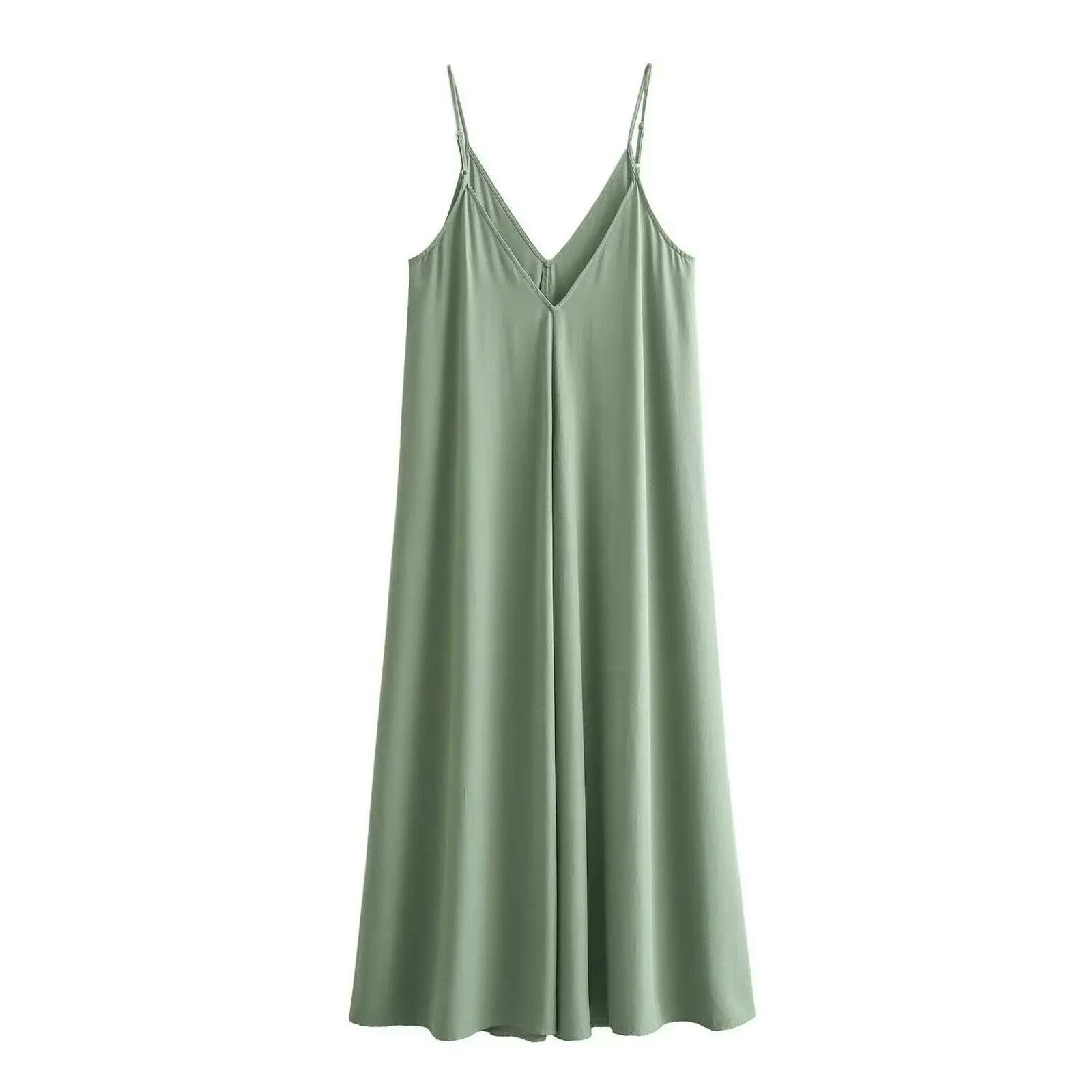 Abito Donna Lungo Nero Rosso da Donna, Spiaggia Estivo Drappeggiato Sexy Senza Schienale 2025 Vestito Sera per Feste-Verde-l