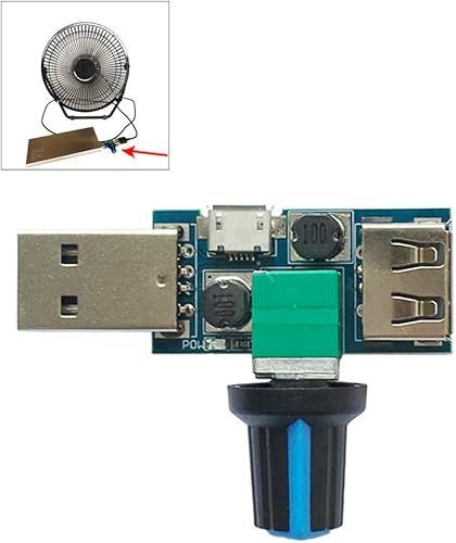 Miniatura 4 de Paquete de 2 controladores de ventilador USB, regulador de velocidad continuo, regulador de velocidad de aire, regulador de enfriamiento de volumen