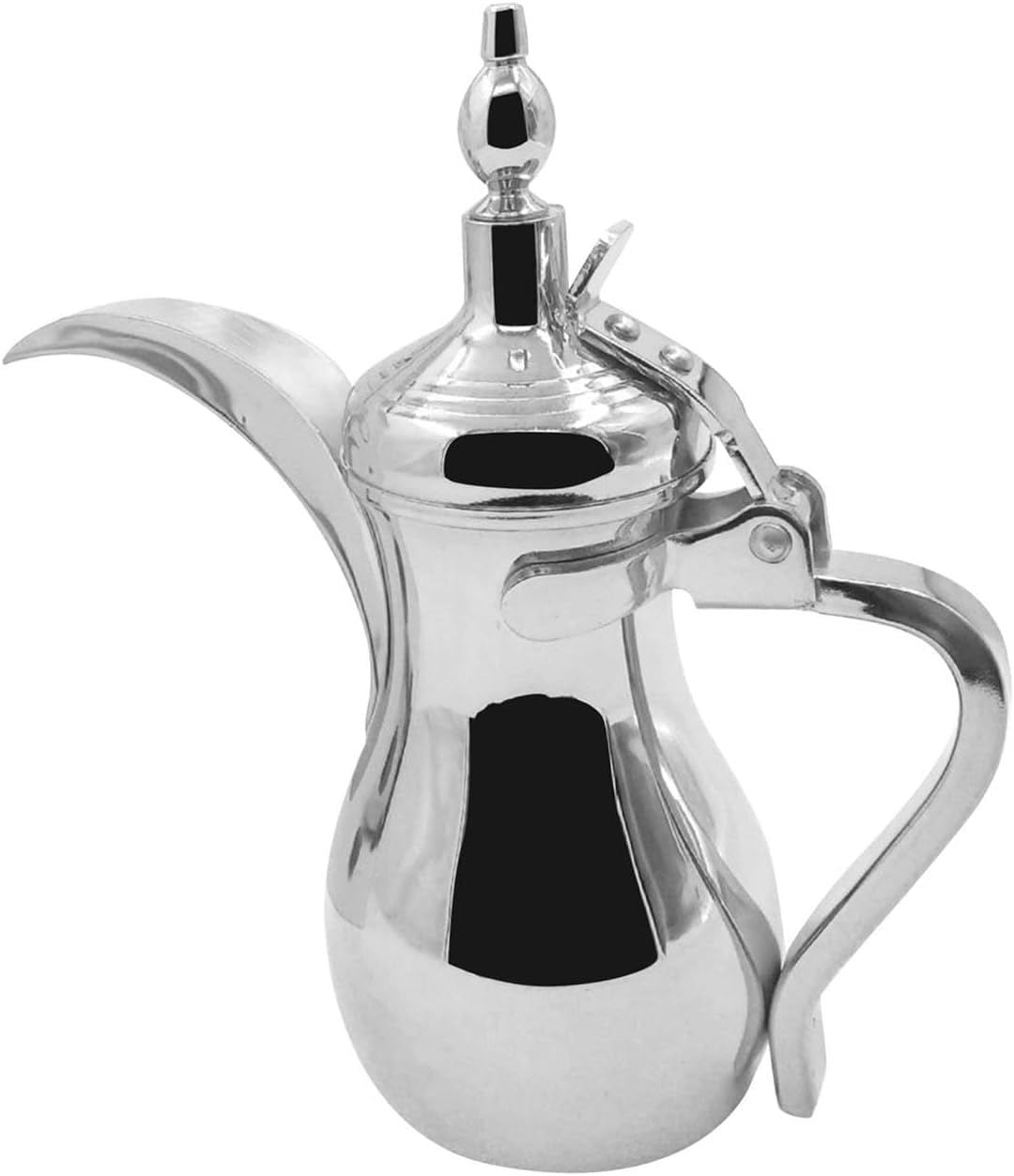 Portable Arabic Coffee Pot With Heating Base, Stainless Steel Lightweight For Eid Mubarak Gift, Home, Camping, Travel, Tea Kettle & Server(Silver,250ml(12oz))