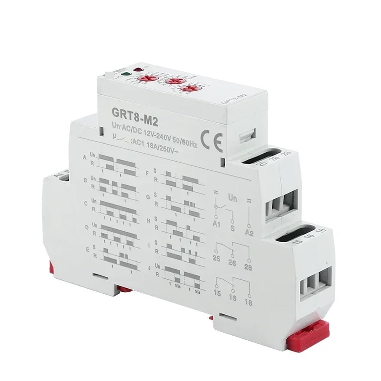GRT8-M 16A Multifunction Timer Relay with Choices AC DC 12V 24V 220V 230V Time Relay 1Pcs (Size : GRT8-M1 AC230V)