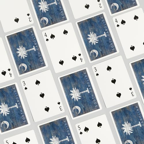 Baraja de cartas Poker tamaño estándar con bandera rústica de Carolina del Sur miniatura 4