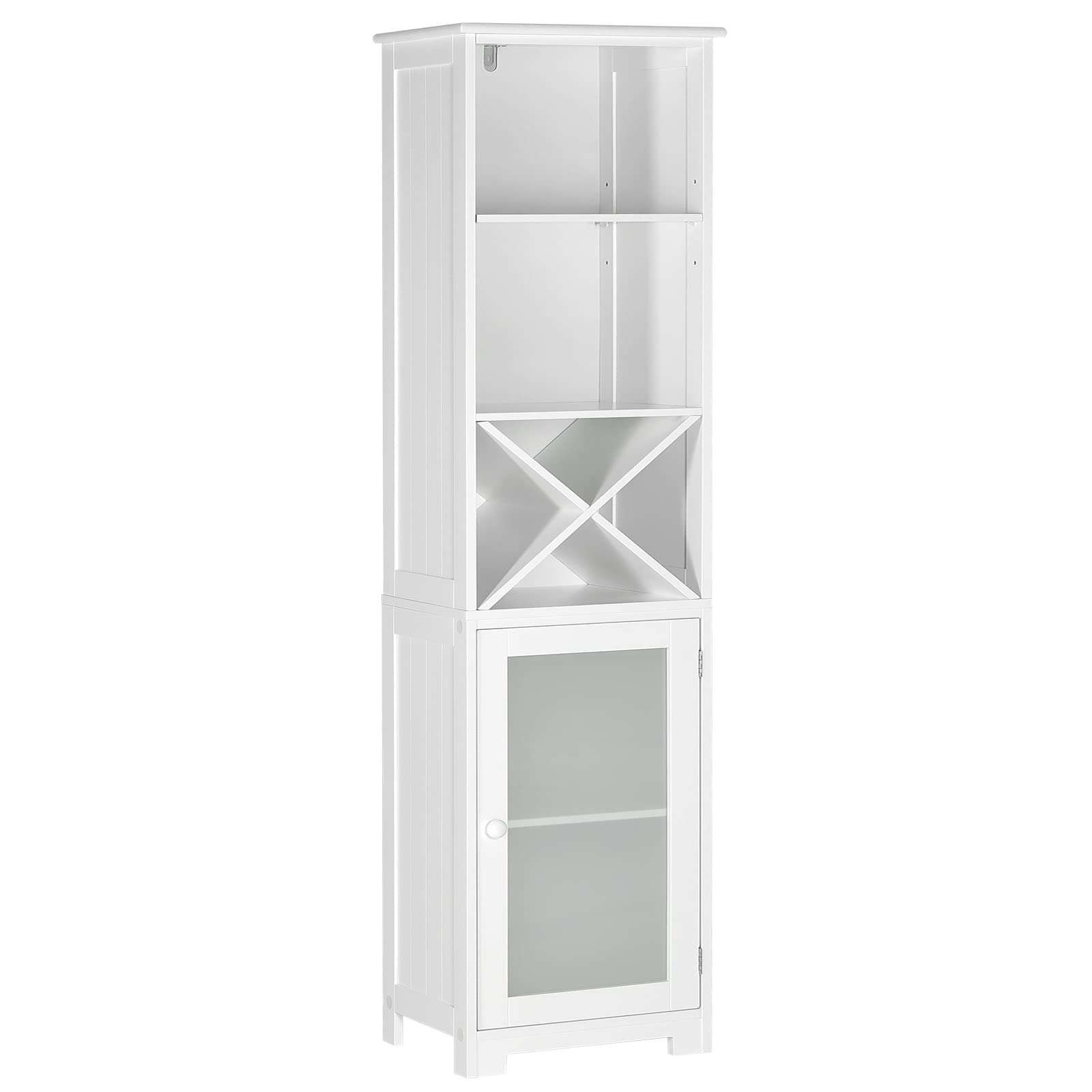 Tiptiper Tall Bathroom Storage Freestanding Linen Tower with 3 Tier Shelves