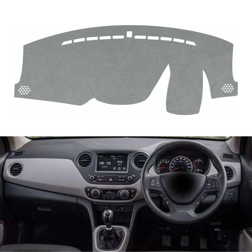 Image of Car Dashboard Cover Compatible with Hyundai Grand I10 2013-2020 Dustproof, UV Resistant | All-Weather Protection | Custom Fit Car Accessories (Gray)