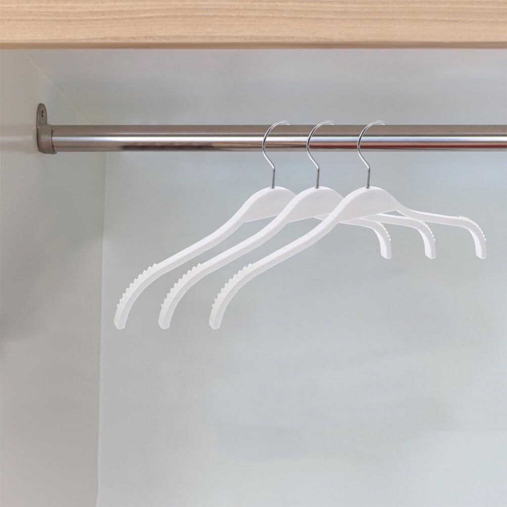 12 Stück Kleiderbügel aus Kunststoff, Weiß, rutschfest, Robust | Abs und Edelstahl, für Kleiderschrank, Kreative Ausführung im Praktischen Design
