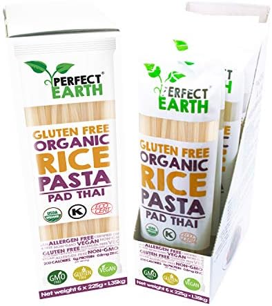 Perfect Earth Rice Pasta - Organic Gluten Free Pad Thai Rice Pasta - 7.9 Ounce, 6 Count - 100% USDA + ECOCERT Certified Organic, Vegan, Allergen Free
