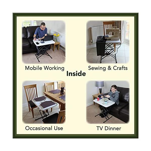 Height Adjustable Small Folding Table with Carry Bag | Foldable White Plastic Garden Side Table, Portable Camping Table | Foldaway TV Dinner or Coffee Table, Collapsible Study Work Desk - Image 7