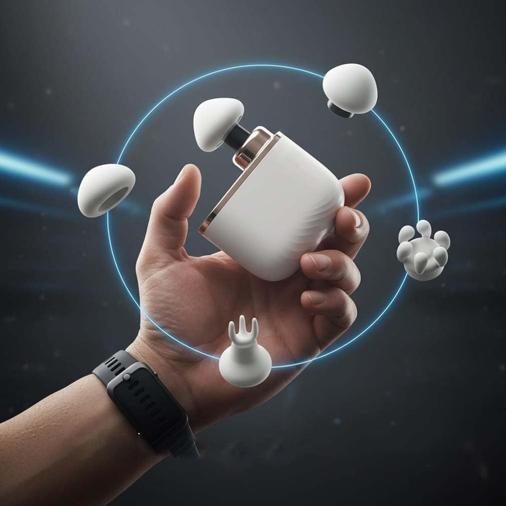 Pocket Massage Gun, Mini Massagepistole, Tragbares Tiefengewebe Muskel Percussion Massagegerät mit 3 Massageköpfen, Wiederaufladbar Handmassagegerät für Reisen Heimbüro