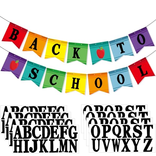 Image of Mooliwe Classroom Decor DIY Banner, Welcome Back to School Party Supply Custom Hanging Bunting Garland Kit with Letters for First Day of School Ambience Celebration Decoration(Colorful,Brush)