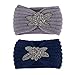 Produktbild SERWOO 2 Stück Damen Stirnband Gestrickt Kopfband Frau Haarband Headwrap Winter Frühling Häkelarbeit Elastische Weiche Kopfbedeckungen Ohr Warm, Grau + Navy, Einheitsgröße