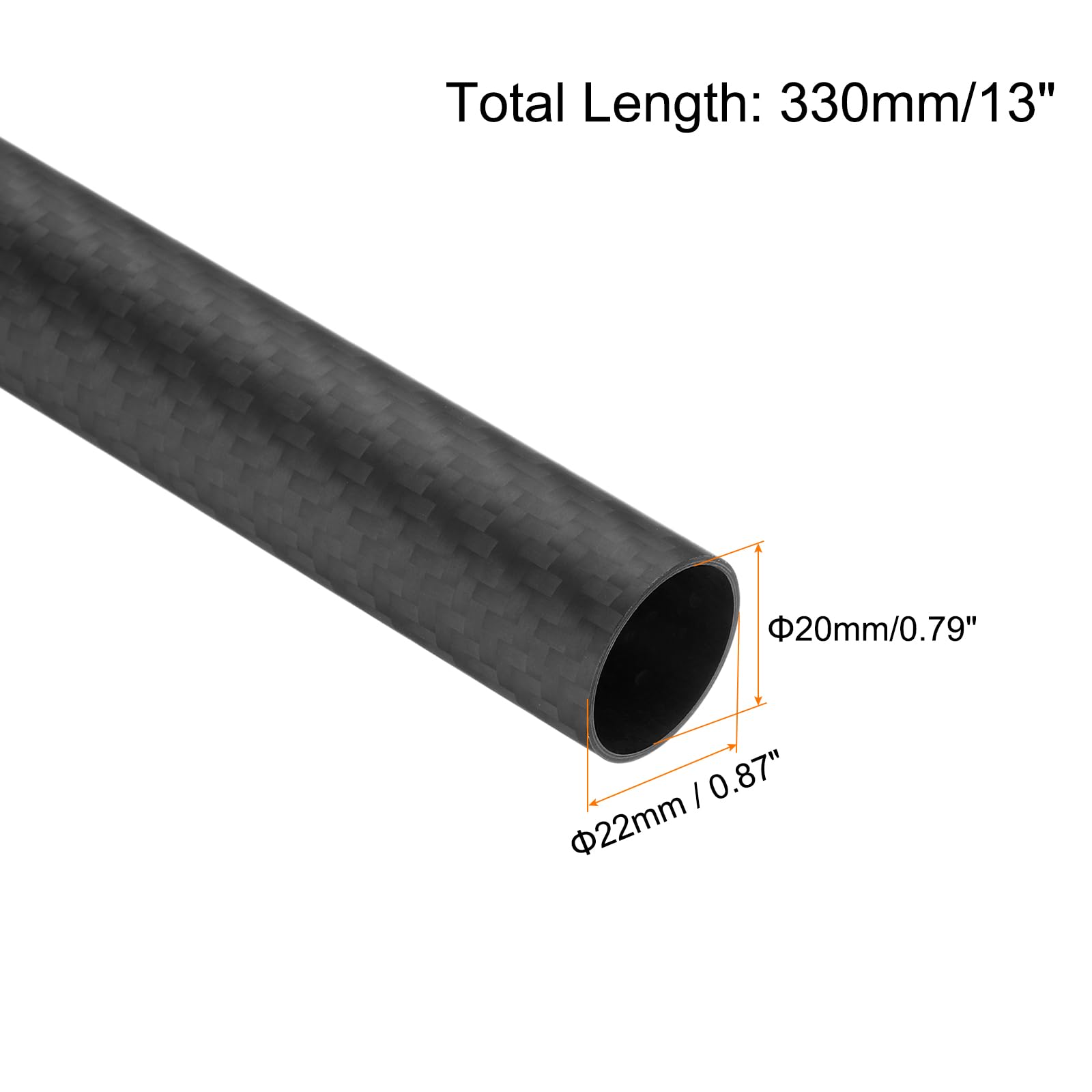 QUARKZMAN 4uds Carbono Fibra Tubo 20 x 22 x 330mm Mate Superficie Varilla 3K Rollo Envuelto Puro Carbono Redondo Tubo para RC Avión Multicóptero