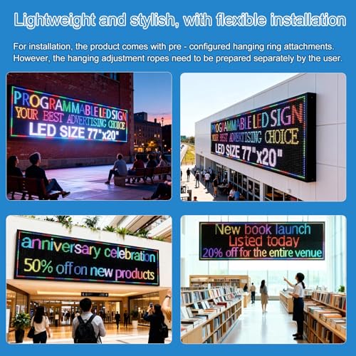 Image of P10(77 inch*20 inch) Outdoor Open Programmable Scrolling Led Sign Custom Wifi Led Signs For Wall Digital Signage Message Board Business Signs Board For Outside Advertising Sign Screen Panel