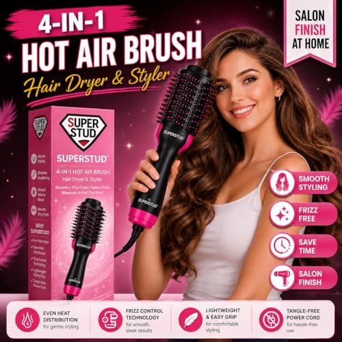 Image of Hot Air Brush For Hair || Hair Dryer for Woman, Hair Straightener, Volumizer, Blow Dryer, Styling Professional 4 In 1 Blow Drying Hair Styler for All Hairstyle