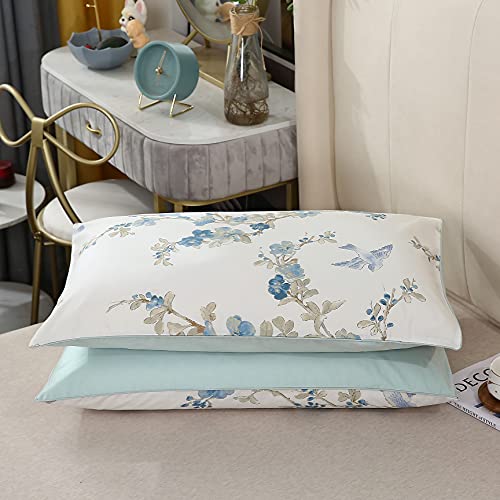 Styho 100% Egyptian Cotton Floral Printed Pillow Cases 2 Pack Standard Size Pillow Cover for Hair and Skin(Aqua blue,50 x 75cm) - Image 3