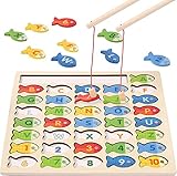 Wie man das Angelspiel spielt: Legen Sie alle Buchstaben und Zahlen auf die entsprechende Kognitvtafel zurück, und fischen Sie dann mit einer speziellen magnetischen Angel die Buchstaben oder Zahlen, die die Kinder auf der Kognitvtafel haben wollen. Wir haben 2 Angelruten, die auch mit anderen Kindern zum Fischen interagieren können. Finden Sie heraus, wer mehr Fische fängt, oder lassen Sie Ihre Kinder ihre Fantasie benutzen, um ihr eigenes einzigartiges Spiel zu kreieren