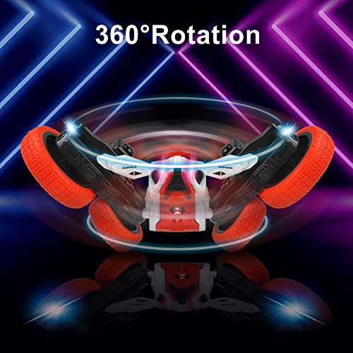 Rc Stunt Car For Kids - Ownone Double Side Remote Control Car For Boys, 360°Flips Rotating Stunt Car With Led Lights, 4Wd 2.4Ghz Rechargeable Stunt Remote Control Car Toy (Red) #TOP1