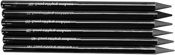 6Pcs Professional Woodless Graphite Pencil Woodless Graphite Sticks Sketching Graphite Pencils for Artists Assorted HB 2B 4B 6B 8B EE Pencil Set for Sketching Drawing Shading Charcoal Art Pencils