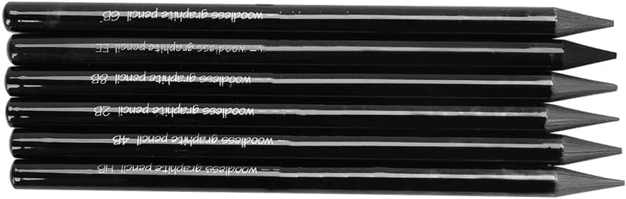6Pcs Professional Woodless Graphite Pencil Woodless Graphite Sticks Sketching Graphite Pencils for Artists Assorted HB 2B 4B 6B 8B EE Pencil Set for Sketching Drawing Shading Charcoal Art Pencils