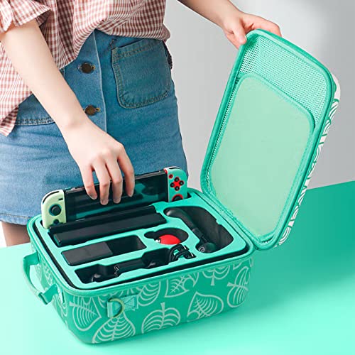 Nintendo Switch Deluxe Carrying Case-Turquoise Storage Bag With Handle And Shoulder Strap Fits Complete Switch System Console+Switch Dock+ Pro Controller +Joy-Con Grip+ Poke Ball Plus & Accessories. #TOP6