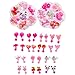 JZK 14 Paires Plastique Rose Mignonne Clip Filles sur Boucles d'oreilles Bijoux de Jouet pour Filles de 4 à 7 Ans Cadeau d'anniversaire Cadeau de Noël cotillons Cadeau de Remerciement