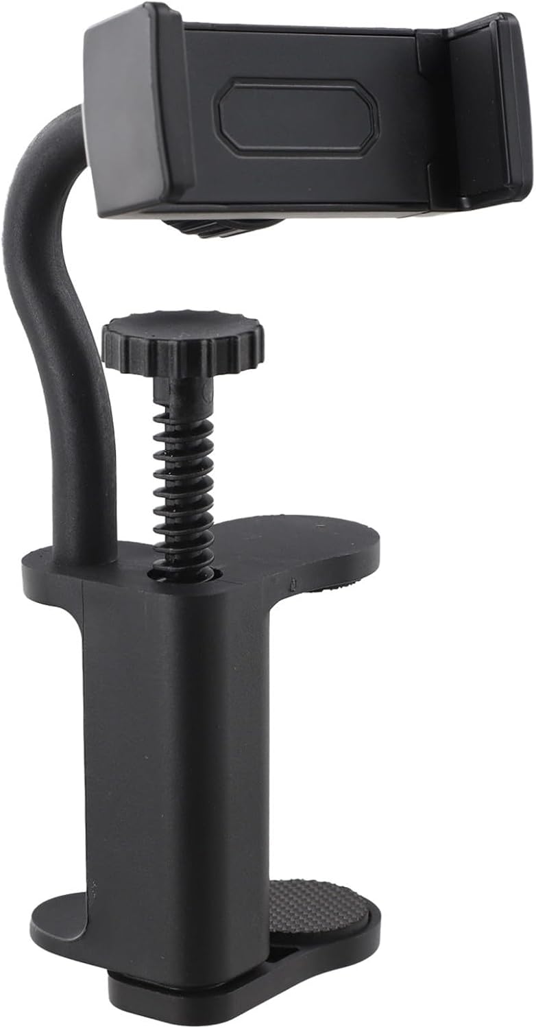 Adjustable Guitar Phone Holder for Smartphones & Sheet Music, Telescopic Clamp Fit 6-10.5cm, Compatible with Acoustic Electric Bass Guitars, Black